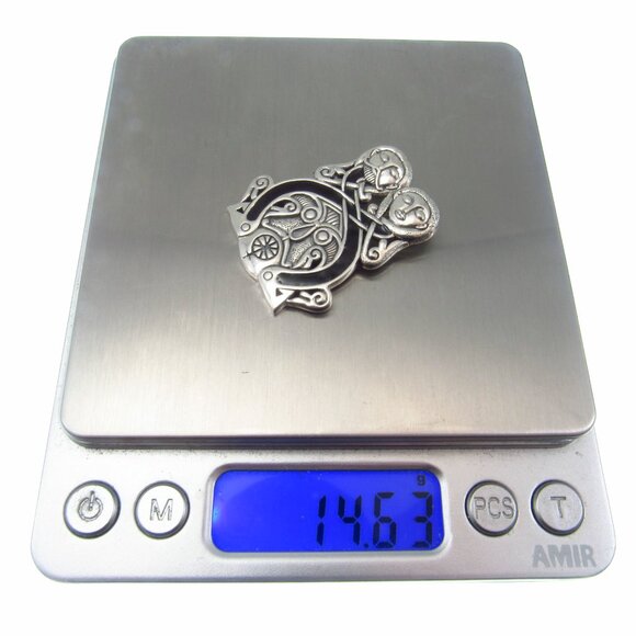 Solid 925 Sterling Silver Viking Borre Courtship Slide Pendant by Courtney Davis - Picture 9 of 9